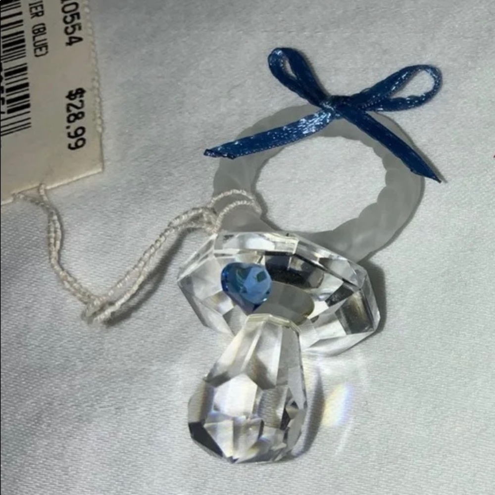 Vintage Blue Heart Accent Crystal Baby Pacifier - Picture 5 of 9